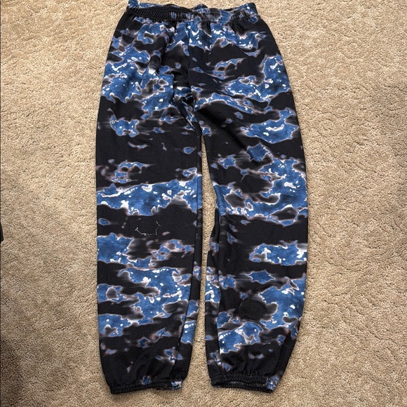 Blue and Black Camo Jogger Sweatpants with Elastic Waistband - Picture 1 of 1